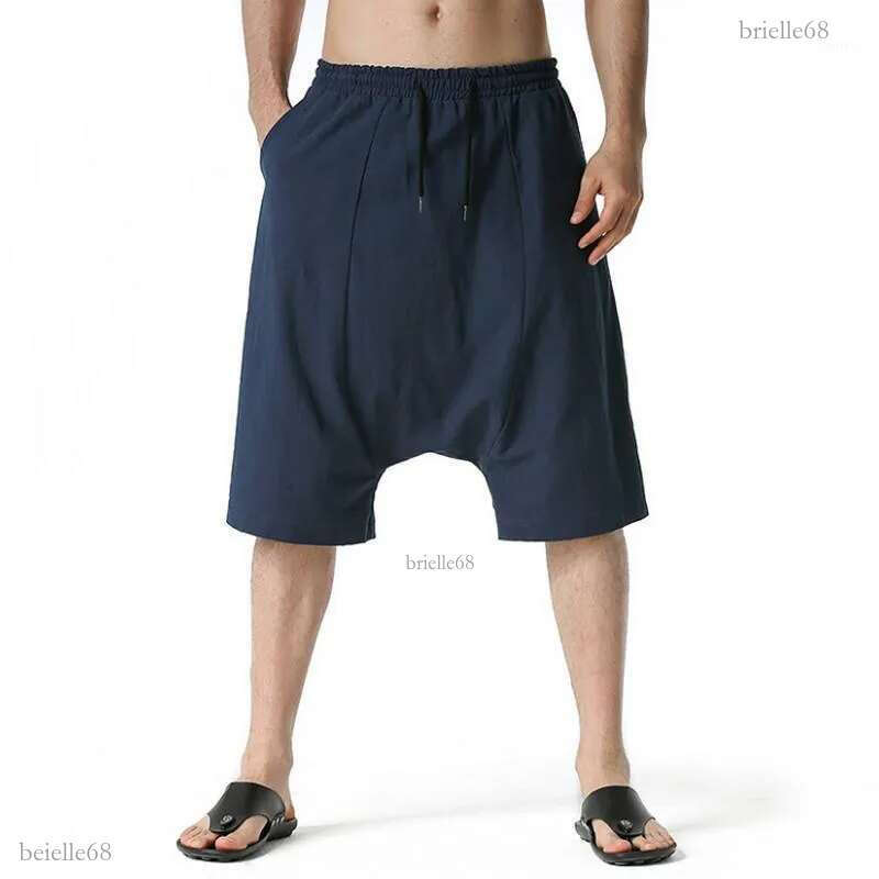 Men's Shorts Casual Drawstring Pockets Drop Crotch Baggy Long Trousers Harem Pants Retro Flying Mouse Style Slacks
