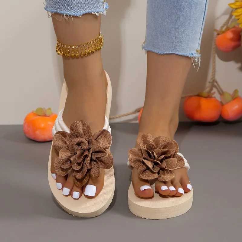 New summer slider outdoor beach flip cute flower bow decoration casual flat slider womens slider shoesXJ250326