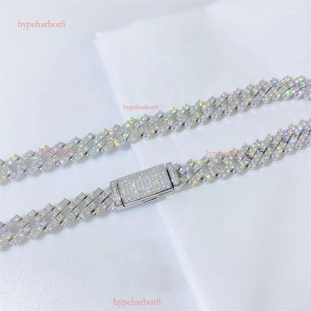 Bussdown Thick 8mm 10mm 13mm Solid Sier Iced Out Vvs Moissanite Chain Cuban k Bracelet