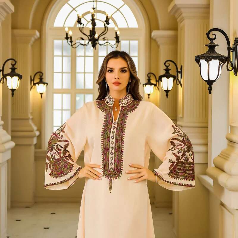 Dongdumaoyi Midden Oosten Moslim Touw Borduren Abaya Dameskleding Dubai Turkijeabaya Dames Luxe Avondjurk W