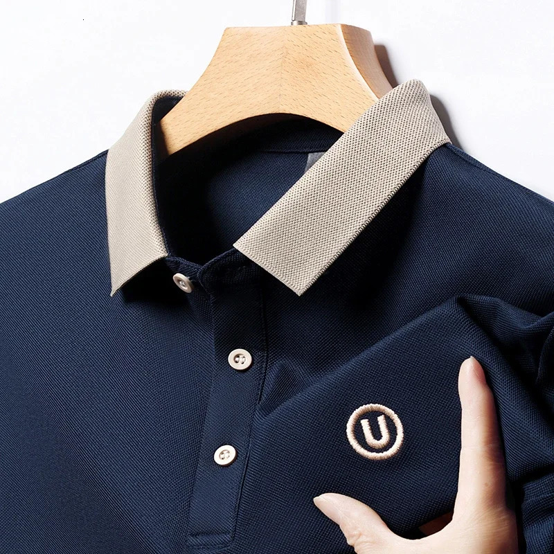 2024 mens embroidered cotton business casual short sleeved polo shirt fashionable comfortable breathable top 250326
