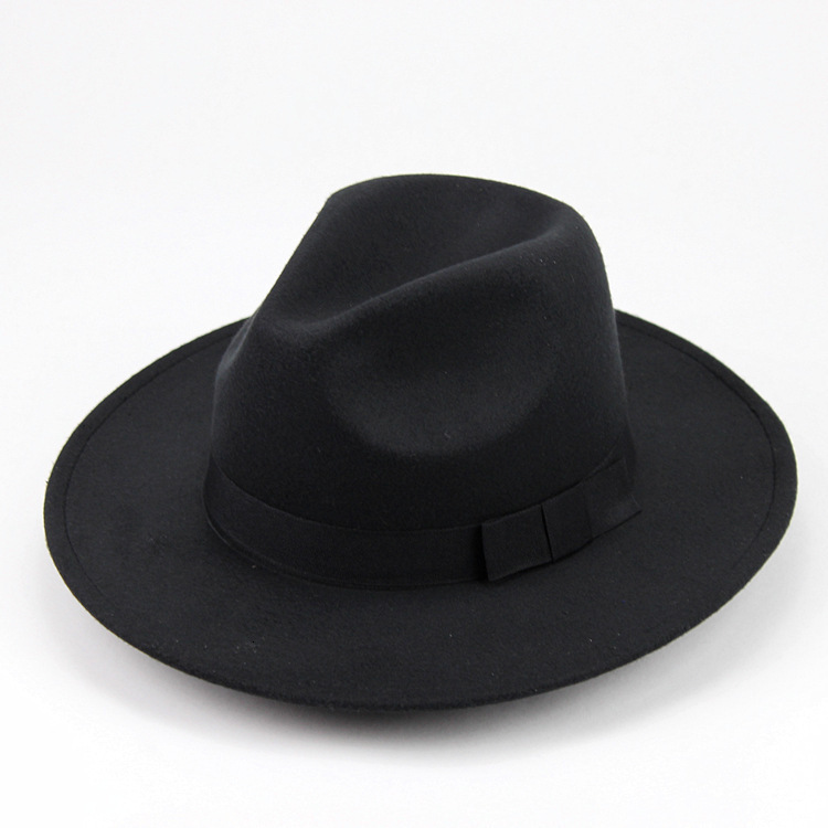 Street style wool imitation British jazz hats for men and women large brimmed hats felt hats versatile sun shading