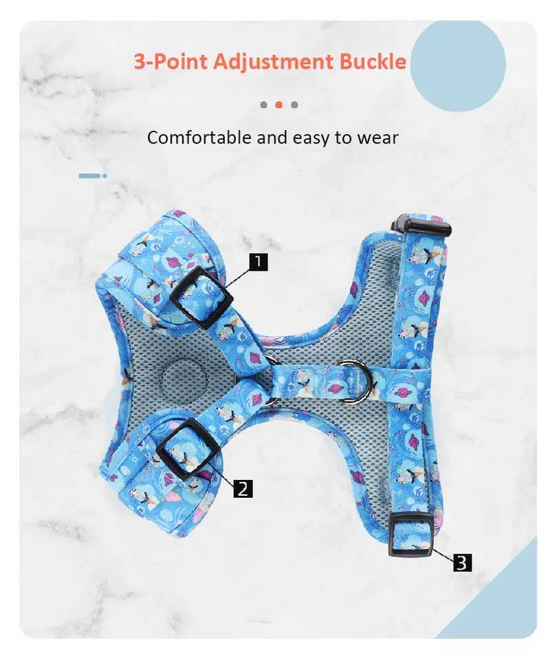 4-in-1 dog harness collar strap set dog poop holder bag pet vest strap breathable pet collar strap X250326