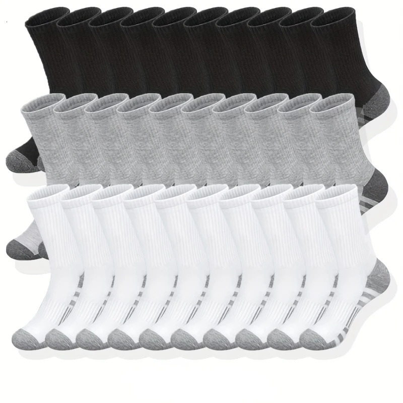 30 pairs of socks comfortable and breathable mid length socks blackwhitegray/every 10 pairs 250321