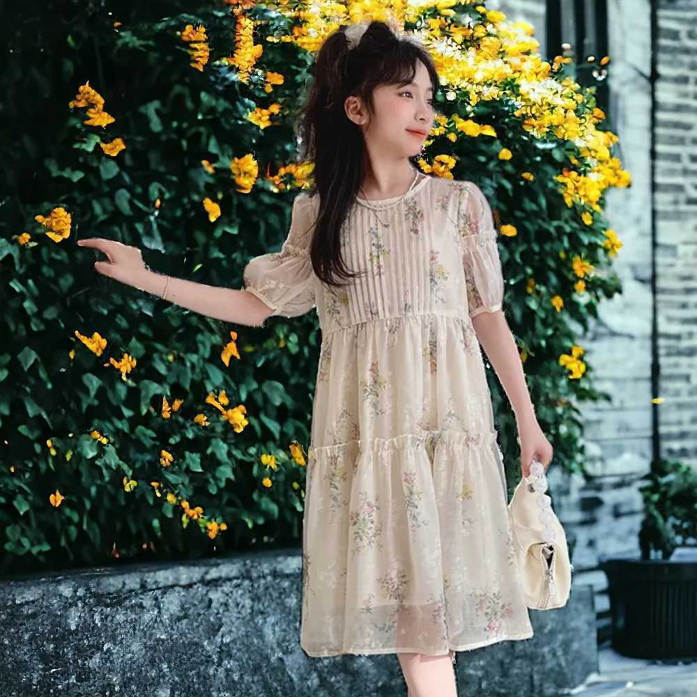 Summer clothing for babies children floral dresses for girls princess dresses floral short sleeved children Lolita clothing for children aged 6 8 10 1