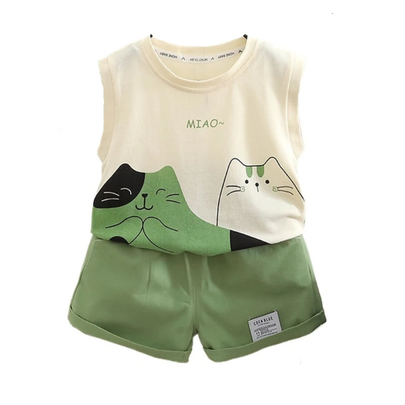 Summer Baby Girls Clothes Suit Children Boys Vest Shorts 2Pcs/Sets Kids Clothing Infant Sports Costume Toddler Tracksuits 250325