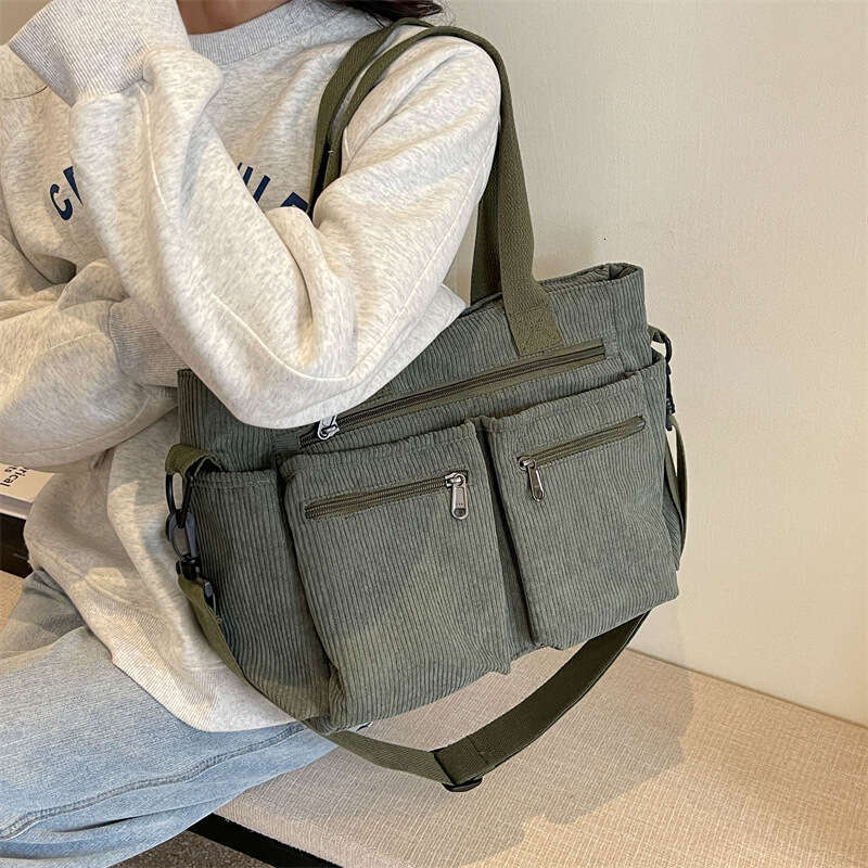 db Large capacity velvet new Korean version simple women's shoulder crossbody bag versatile girl corduroy handbag