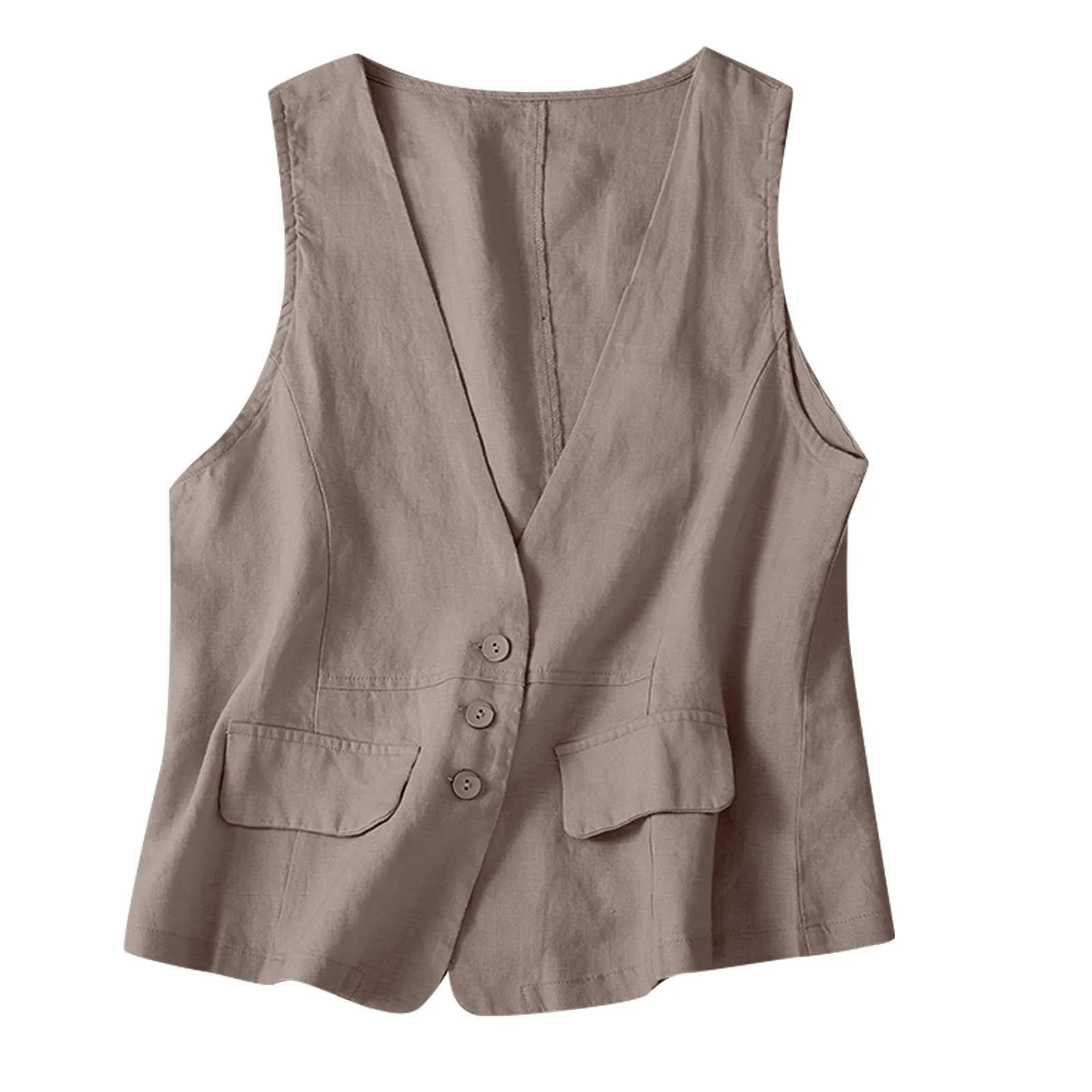 Streetwear Cotton Linen Womens Clothing Womens Tank Jacket Womens Fashion Clothing Elegant Casual Retro 250320