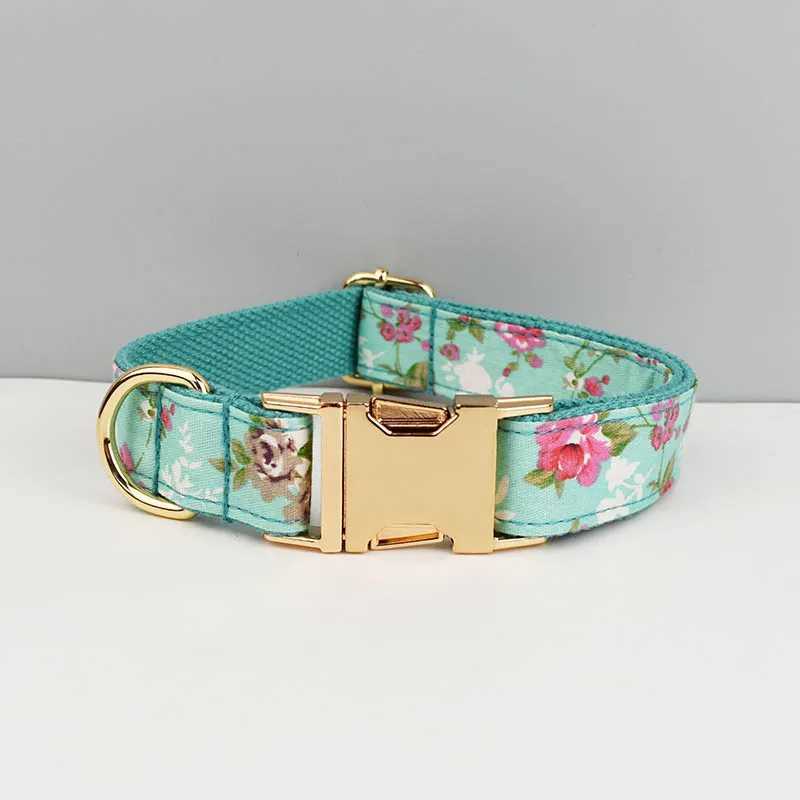 Personalized dog collar harness belt set customized dog collar luxury flower soft cotton dog collar X2503261