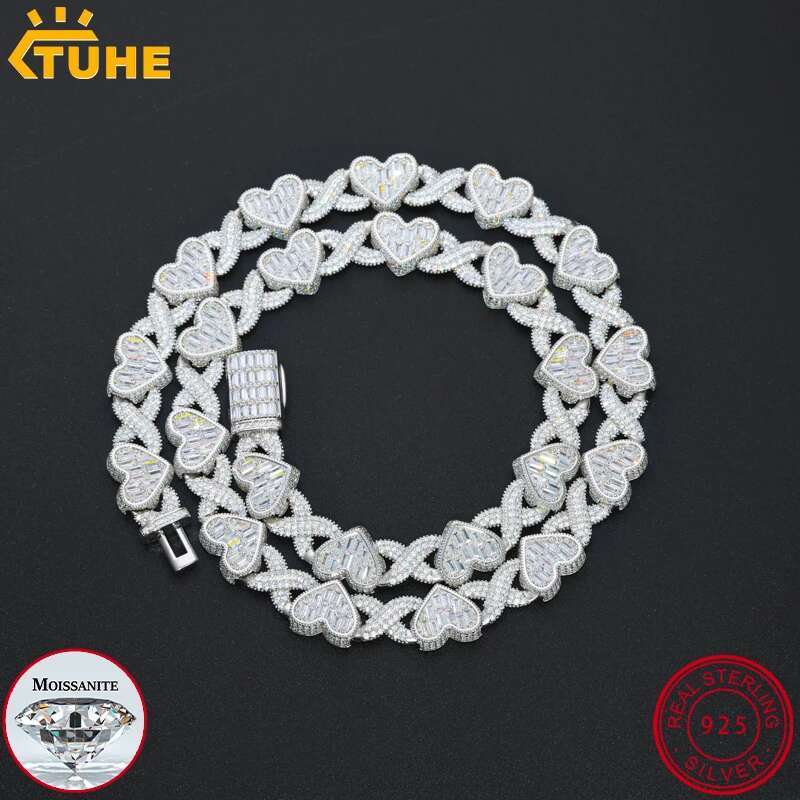 TUHE Hip Hop Unisex High Quality VVS1 Moissanite Heart Necklace 925 Silver For Men Hip Hop Jewelry