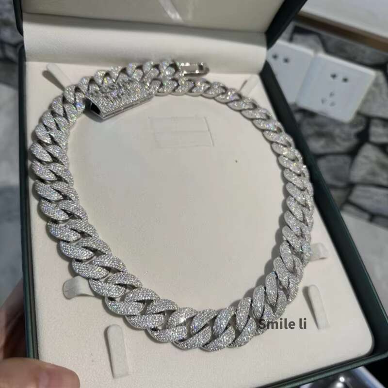 Moissanite Cuban Link Chain 925 Sterling Silver 20mm Iced Out Gold Plated Hiphop VVS Moissanite Cuban Chain