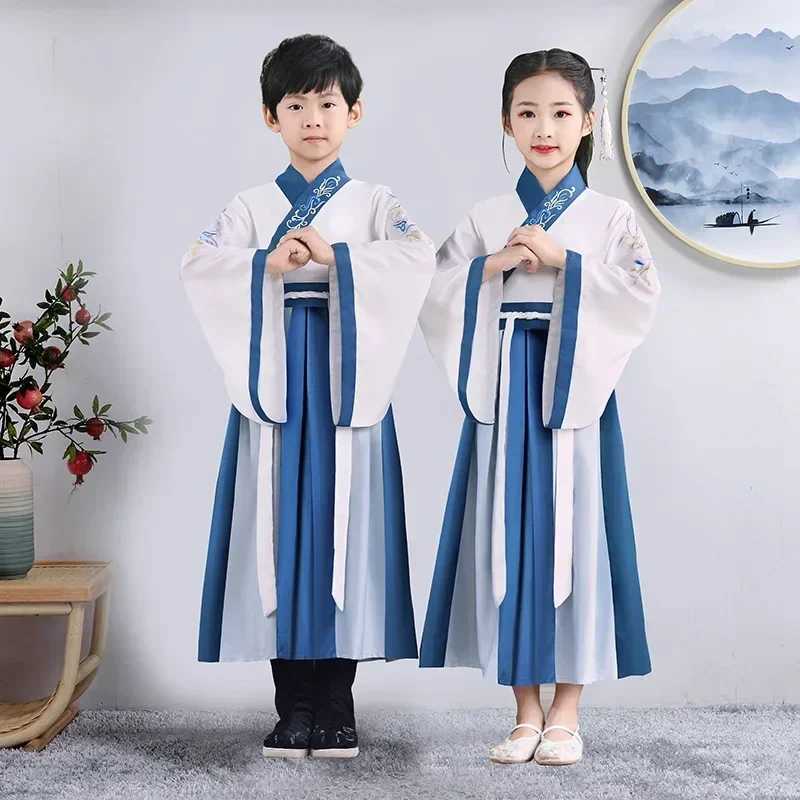 Chinese New Year girls dresses Hanfu stage childrens clothing girls casual clothing baby clothing boys role-playing childrens clothing vests W250326
