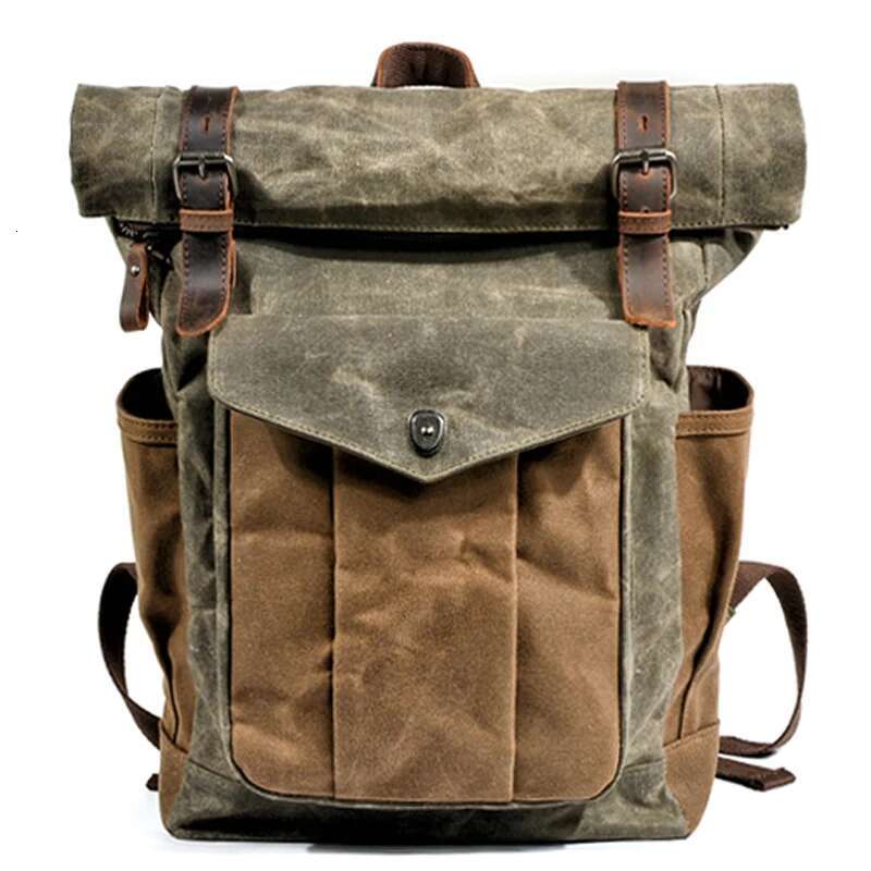 Vintage Backpacks For Men Oil Wax Canvas Leather Travel Backpack Large Waterproof Daypacks Retro Bagpack