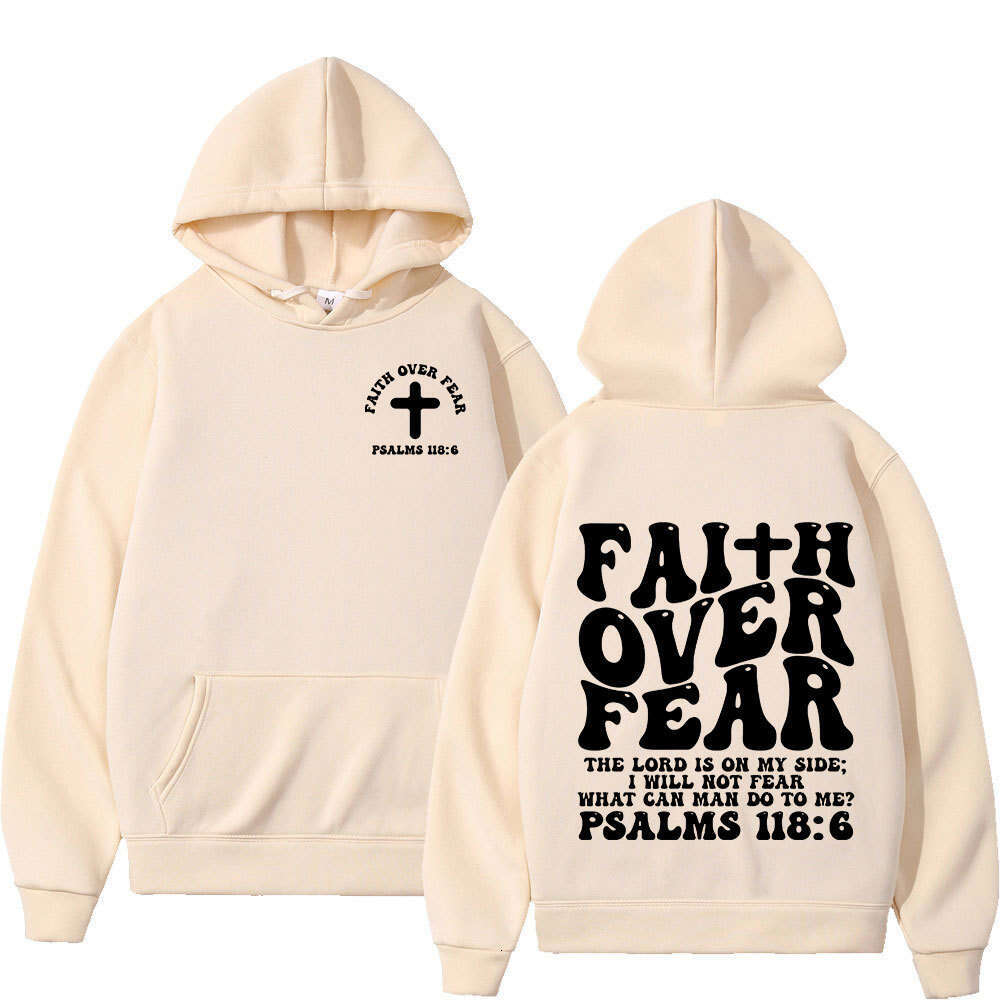 Aesthetic Christian Jesus Faith Over Fear Bible Verse Hoodie