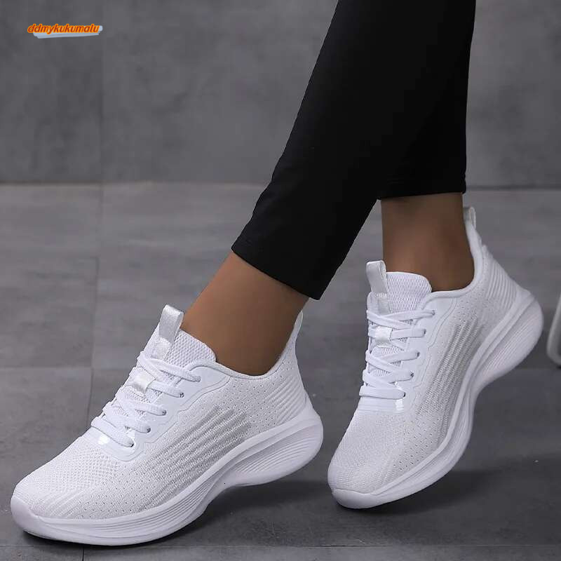 Women Lightweight Sneakers Outdoor Running Sport Female Mesh Breathable Trainning White Flat Walking Shoes ddmykukumalu