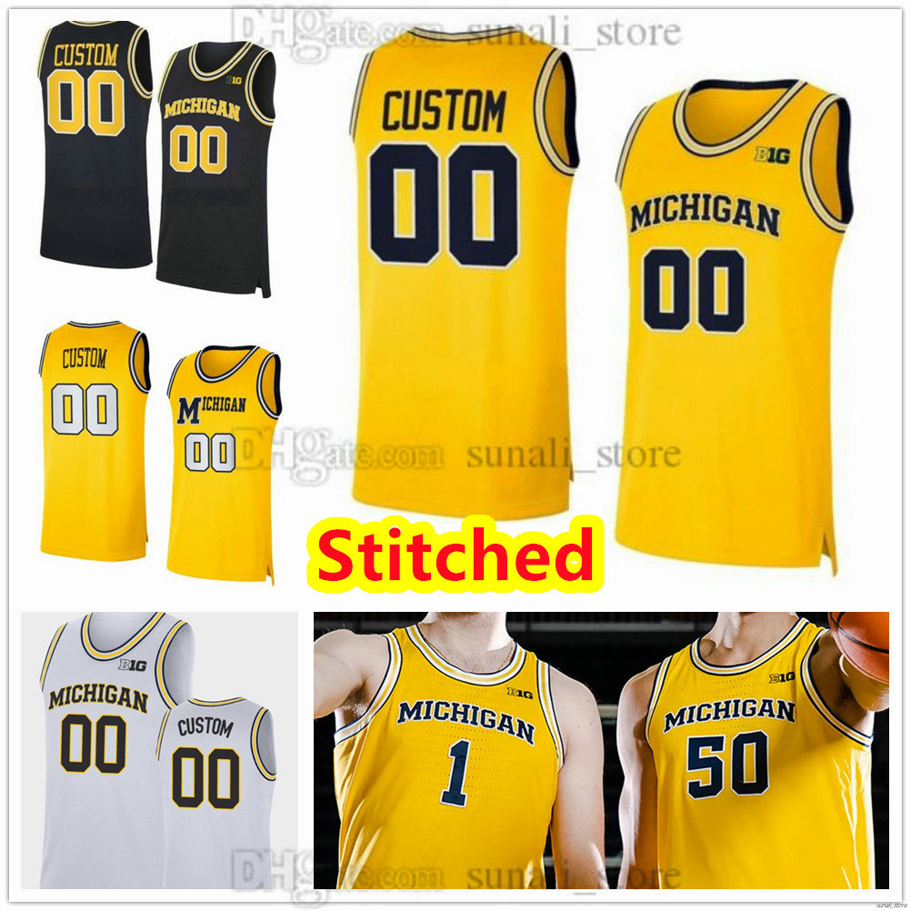 MichiganWolverines Basketball Jersey 1 Danny Wolf 50 Vladislav Goldin 15 Rubin Jones 3 Tre Donaldson 4 Nimari Burnett 11 Roddy Gayle Jr. 42 Will Tschetter All Stitched