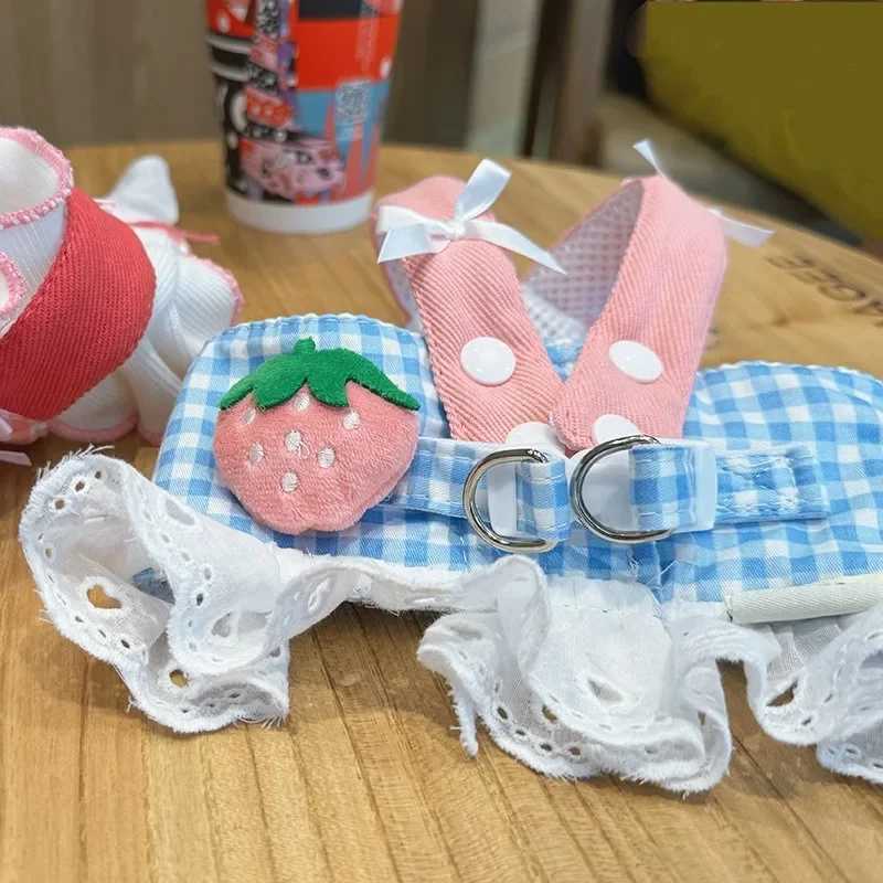 Pet collar dog strawberry lace harness belt set vest lace chest strap puppy walking lead rope X250326