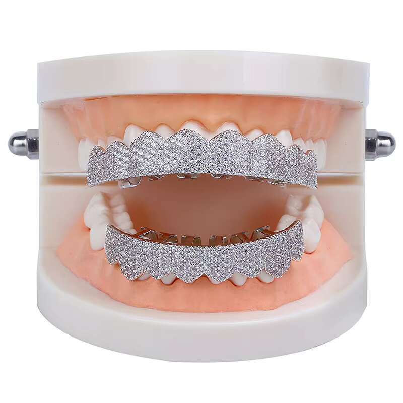 Wholesale Plated 14 k Solid Gold Jewelry Hip Hop Teeth Grillz Iced Out Diamond Teeth Grillzs Moissanite Grillz Custom