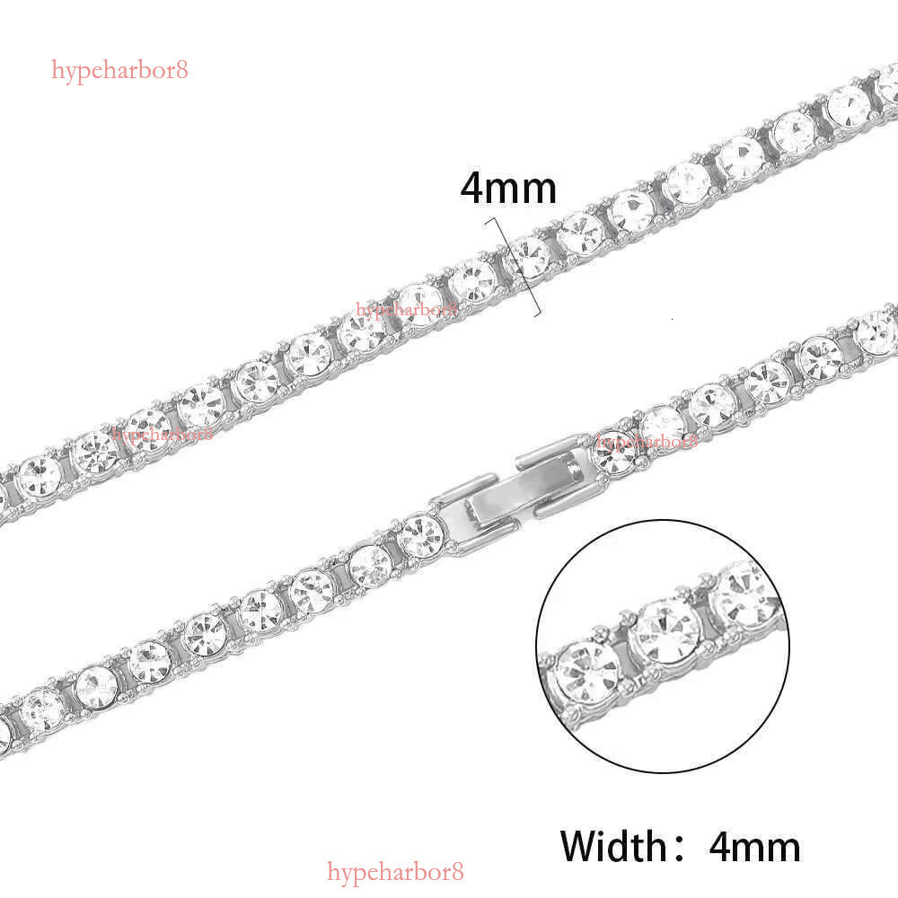 Pendant Necklaces New Classic 4MM Tennis Chain Ice Out Bracelet Mens Fashion Hip Hop Jewelry Womens 8/16/18/20/24/30 inch Necklace Y240531I47U