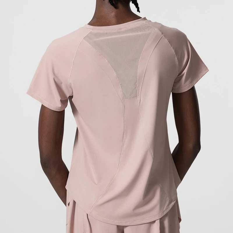 Summer short sleeved yoga T-shirt womens round neck gym running top loose breathable quick drying sports shirt womens sports shirt W250326