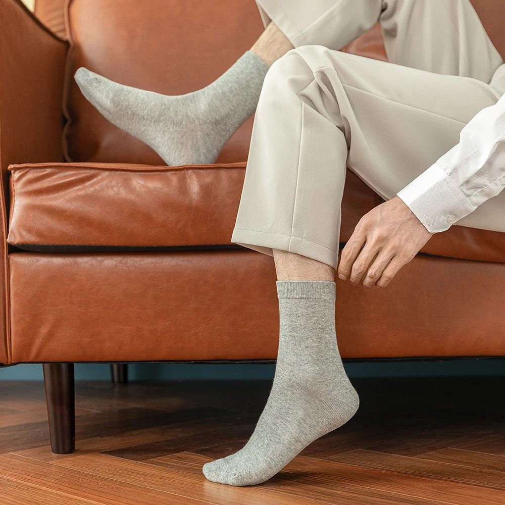 10 pairs of mens cotton socks style black business soft autumn white 250326