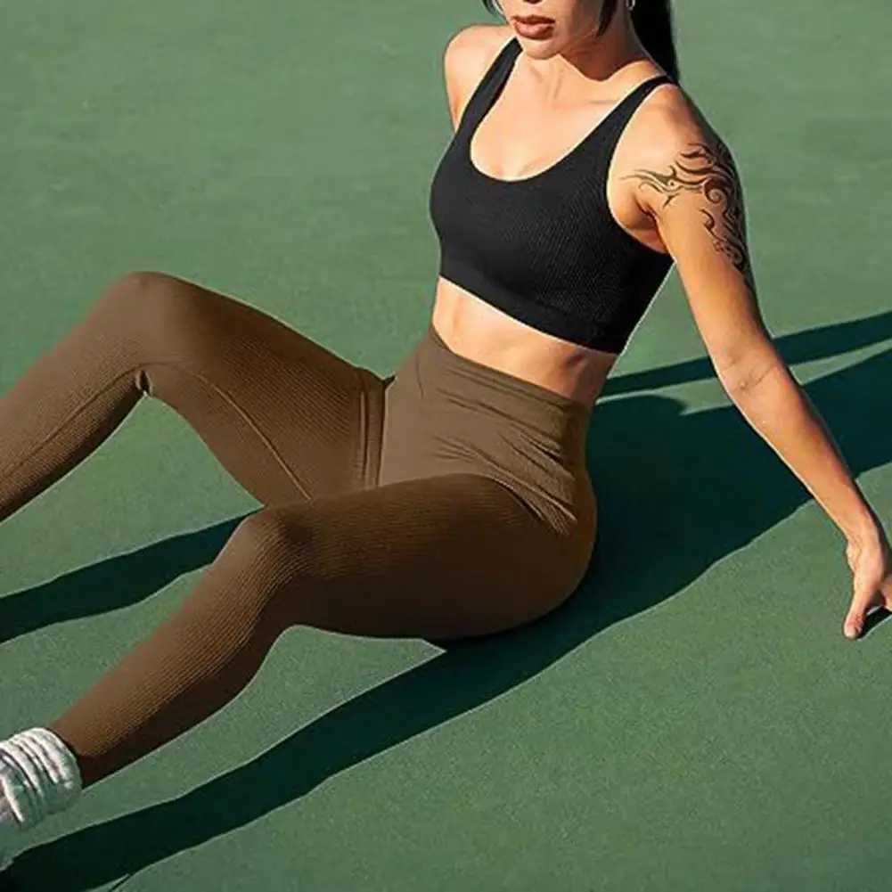 Yoga legs ribbed yoga legs suitable for women high waisted exercise pants indoor and outdoor exercise casual wear W250326