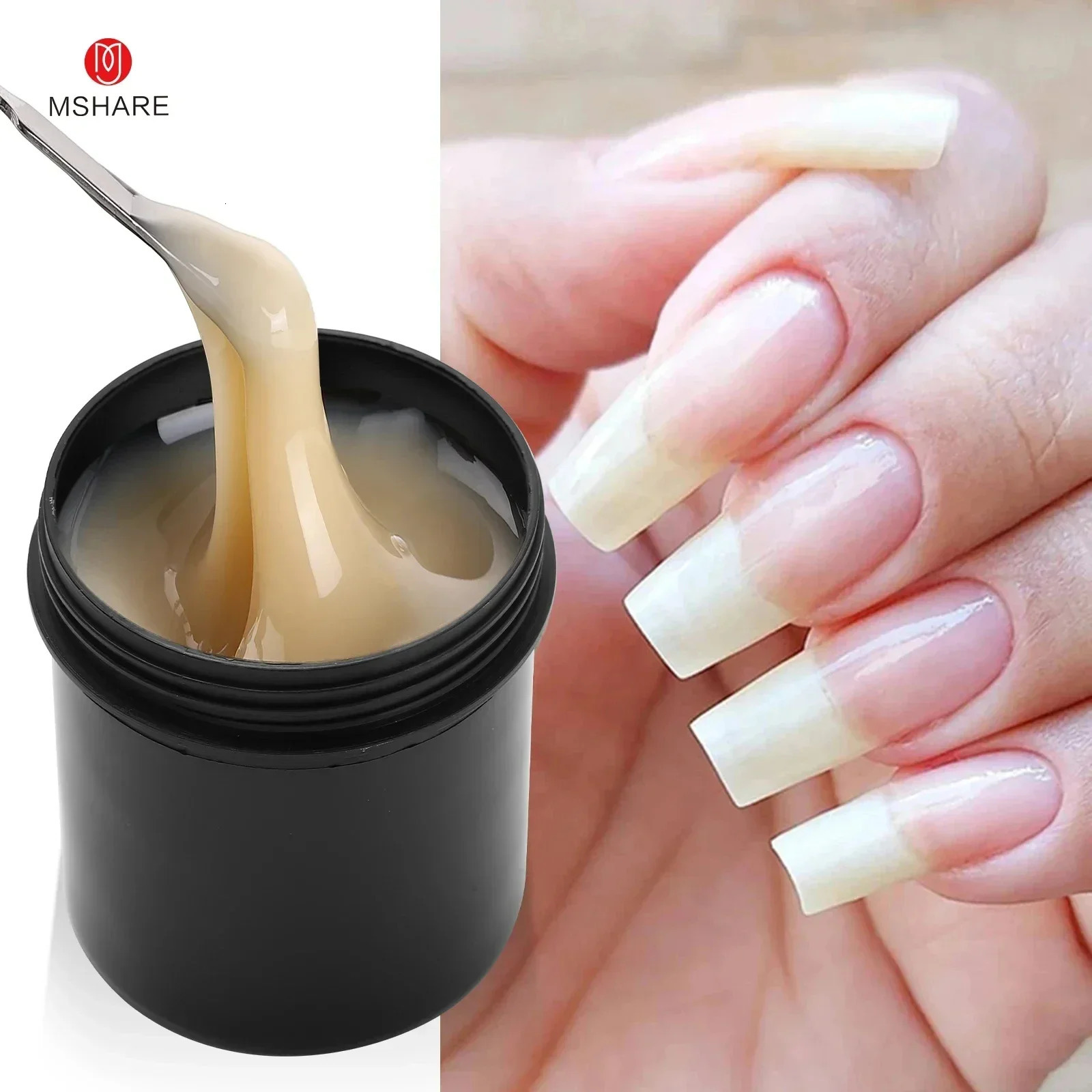 MSHARE 150ml Natural Looking Gel for Nail Extension Self Leveling Construction Medium Thick Builder UV Led Gel Low Temperature 250326
