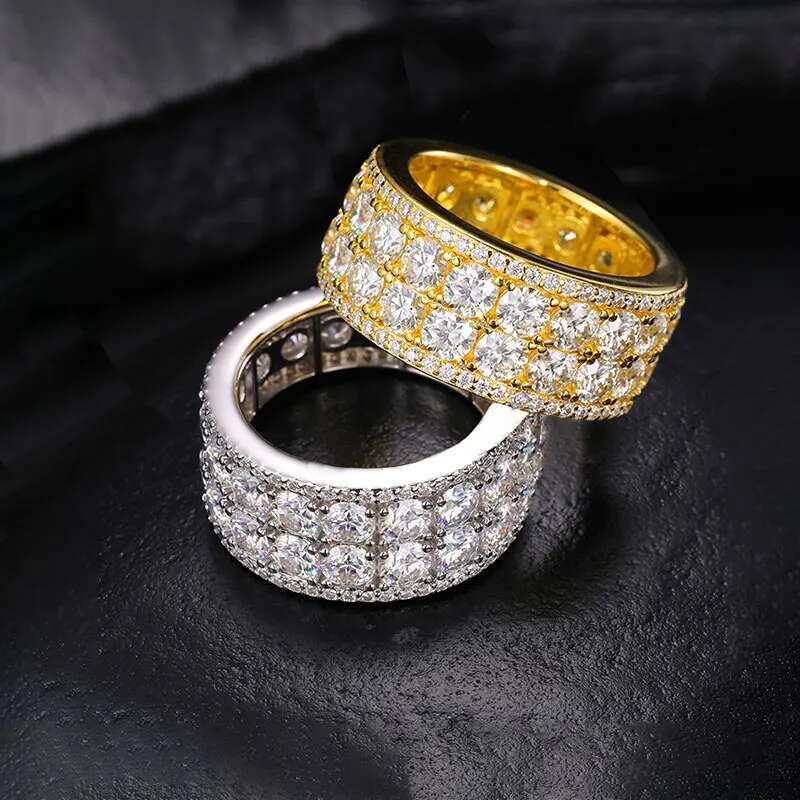 TUHE Unisex luxury 925 Silver Ring Moissanite Stone Iced Out Moissanite Rings For Women Men Hip Hop Gifts