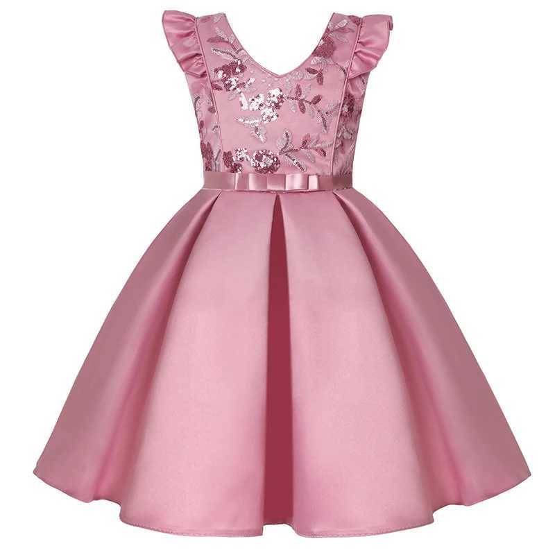 Floral sequin girls dress summer sleeveless fashion princess dress birthday gift 2-10 year old childrens clothing W250326