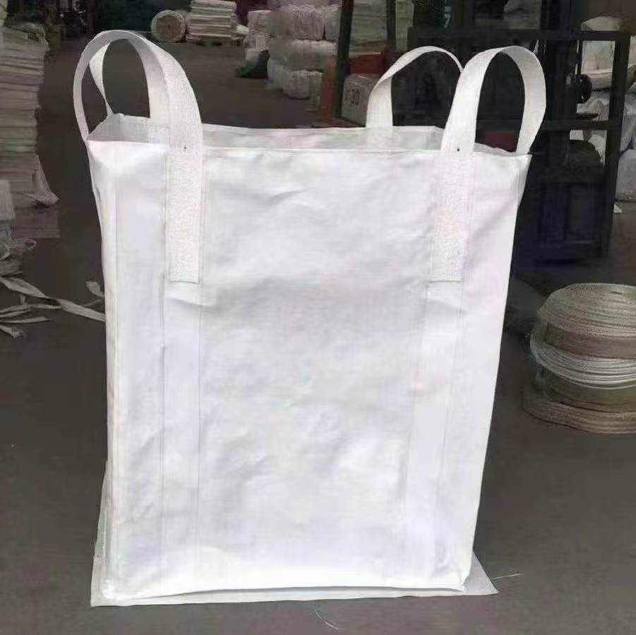 Industrial White Tonne Bag with Enhanced Wear Resistance - Sturdy PP Fabric with Four Rings