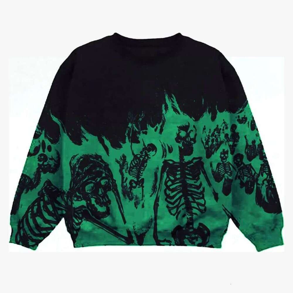 Y2k Millennium Round Neck Skeleton Sweater Couple Style 2022 Autumn/Winter New Long Sleeved Skull Top Coat