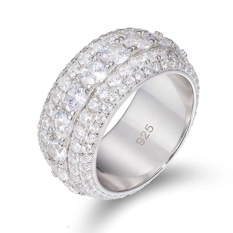 TUHE Fine Jewelry VVS1 With Certificate Moissanite Rings For Men Hip Hop Pave Setting S925 Sterling Silver Rings Hip Hop Jewelry