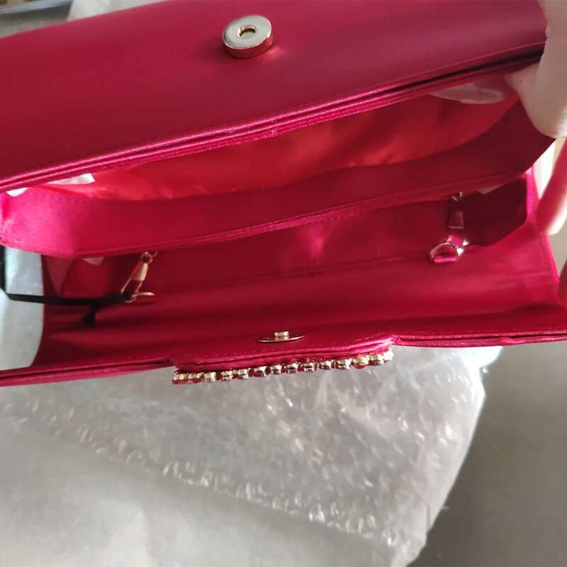 Elegant Satin Envelope Evening Handbags For Women Square Dia Buckle Wedding Bridal Party Purse Shoulder Chain Messenger Bags