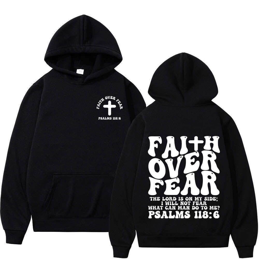 Aesthetic Christian Jesus Faith Over Fear Bible Verse Hoodie
