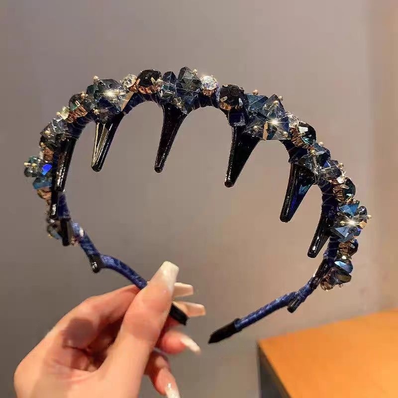 Women's Party & Daily Use Non-Slip Teeth Hair Band with Artificial Crystals