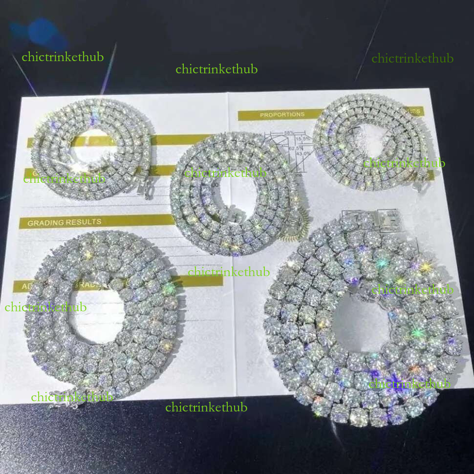 Top bracelet tennis sier Hip Hop necklace fashion Jewelry Pass Dia Tester 5mm vvs moissanite iced out cuban chain for men women