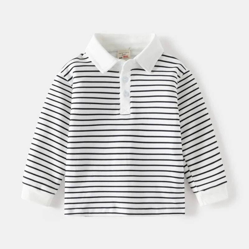 2-6 Y Childrens Solid Color POLO Shirt Boy Handsome Fashion Sports Long Sleeve Sweatshirts Girl Casual Cotton Tops Kids Clothes 250326