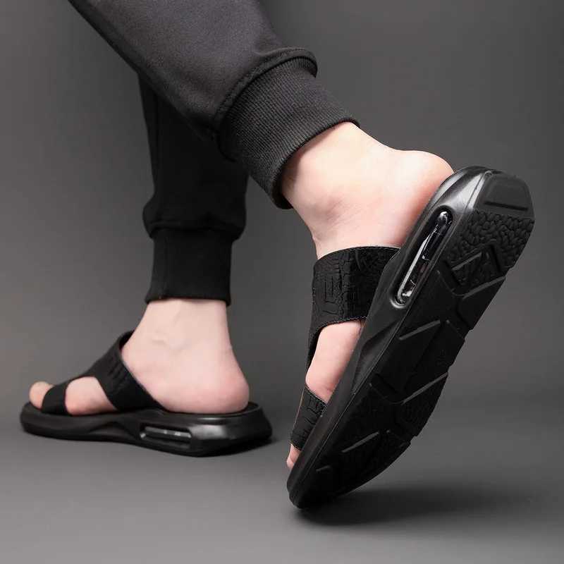 Summer new mens leather sandals odile printed casual slippers Air Cushi flip sandalsXJ250326