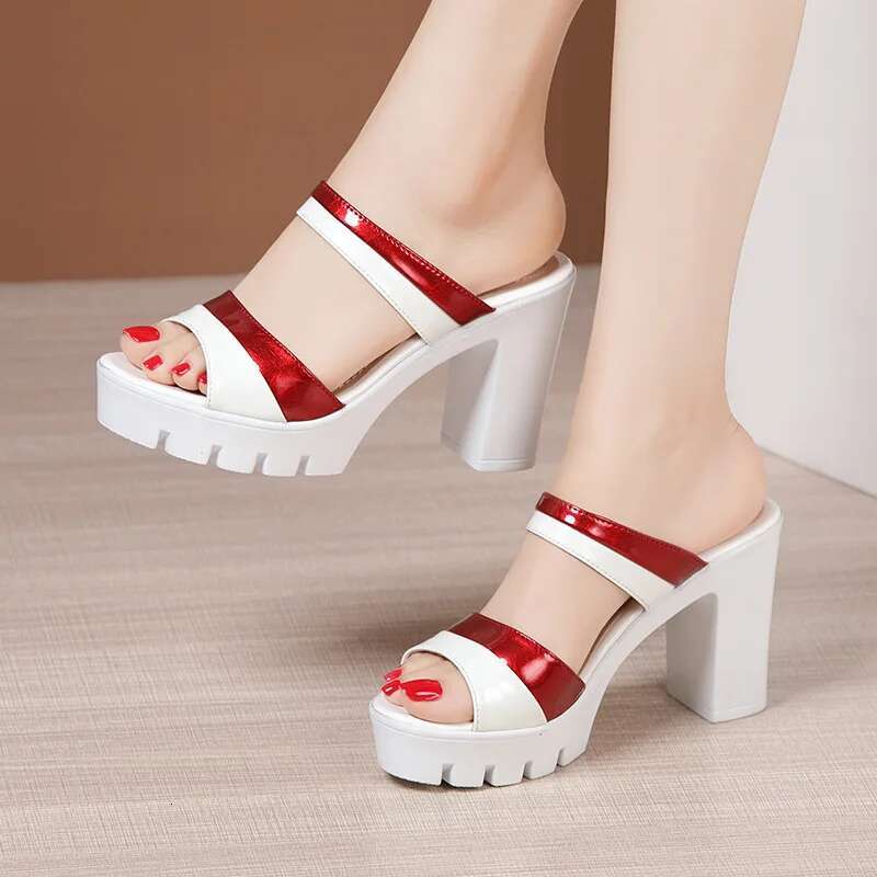 2025 Summer New Women's Designer Fashion Leather Sandals 10cm High Heels Thick Open toed Elegant Shoes Black and White