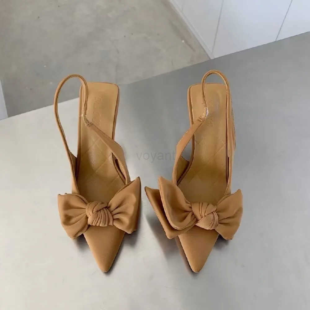 Wen Shoes Summer New Knot Wen Slingbacks H Shoes Sexy Dress Thin Heel Pointed Toe Ladies High H Pumps Z250326