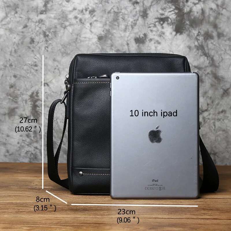 NZPJ Men's Shoulder Casual Large-Capacity Soft Leather Backpack Top Layer Cowhide Vertical Messenger Business Bag