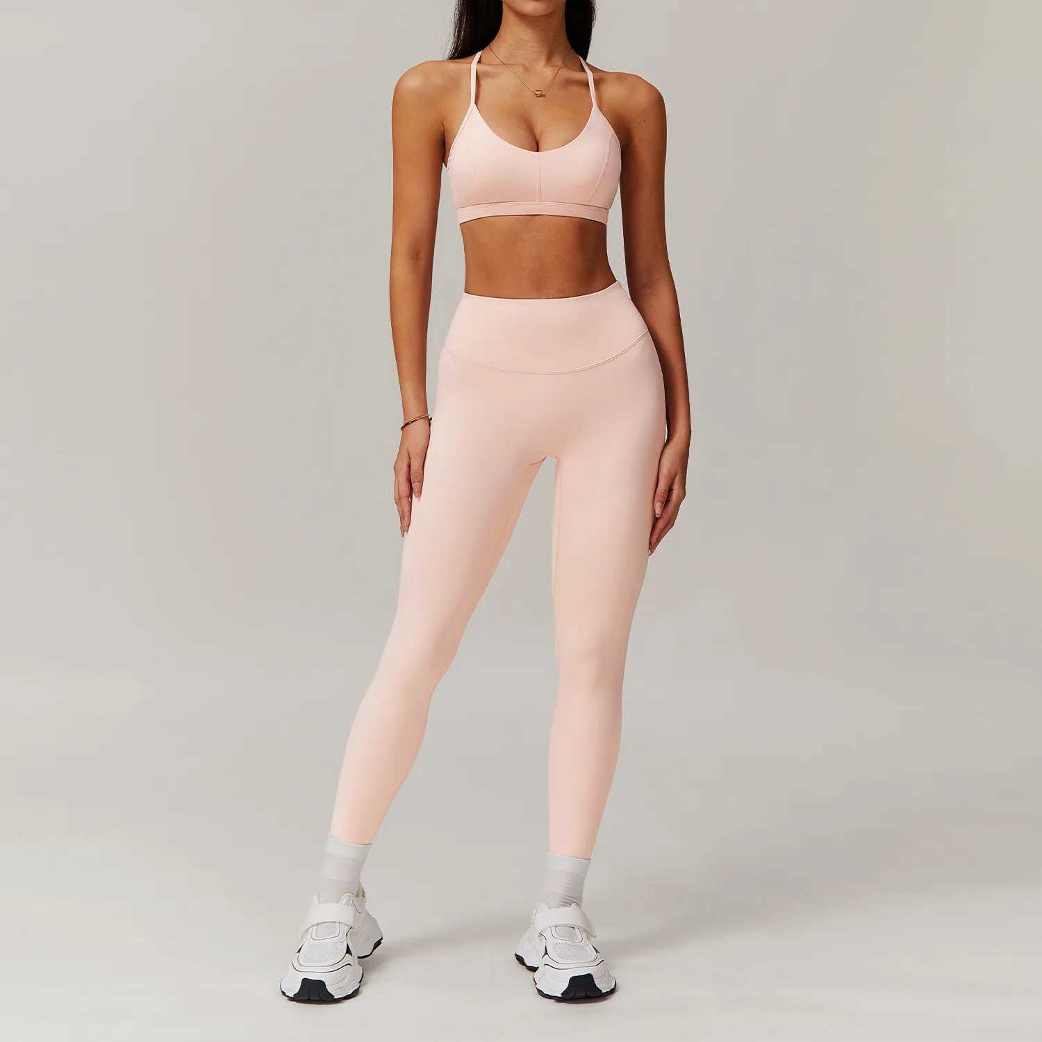 Sportswear Womens Yoga Set Sportswear Gym Leg 2PCS Fitness Bra Crop Long Sleeve Yoga Set W250326