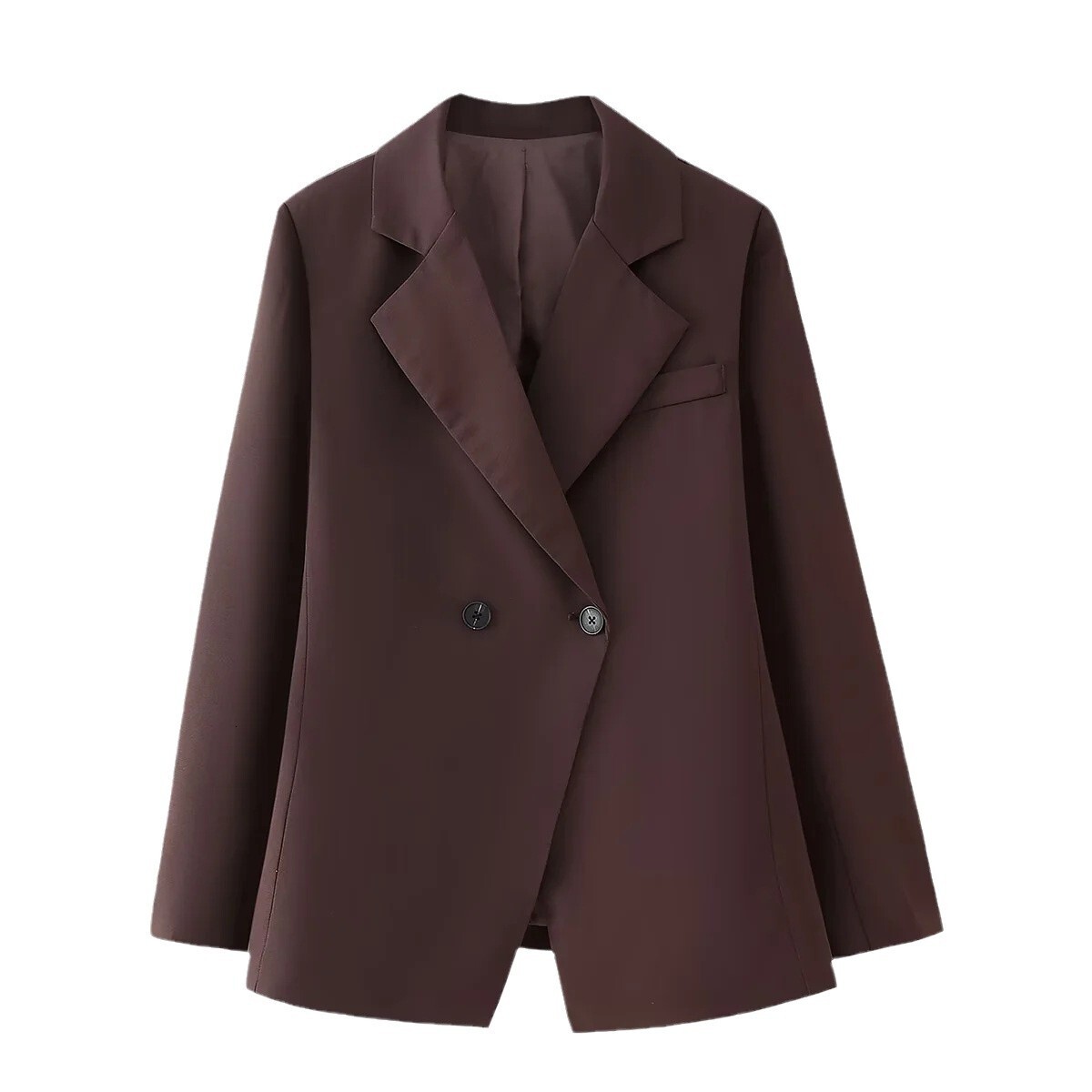 Women's collar high waist slim fit solid color button suit jacket