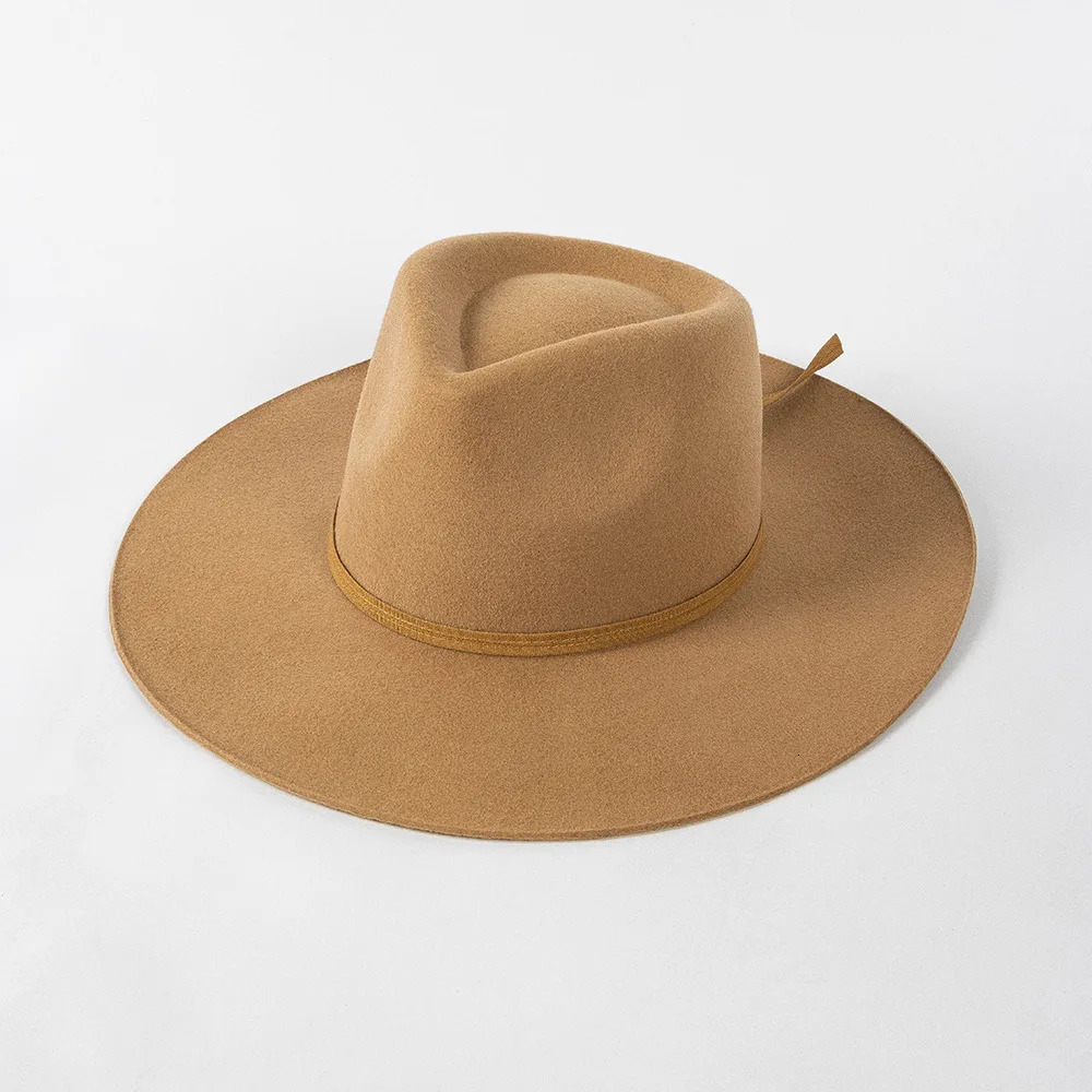 100% wool Fedora hat womens autumn and winter ribbon bow fashionable casual crown top jazz top hat unisex shopping warm bowling hat 250325