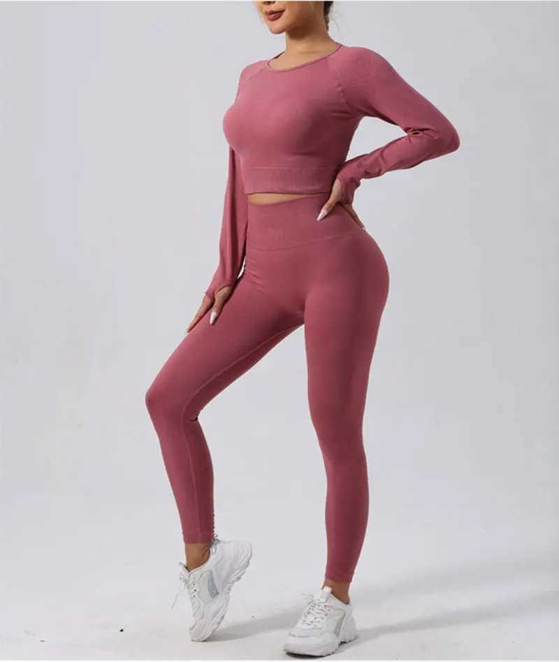 Seamless Leg Fitness Set Womens Sportswear Hip Lift Yoga Pants Running Fitness Clothing Comfortable Exercise Clothing W250326