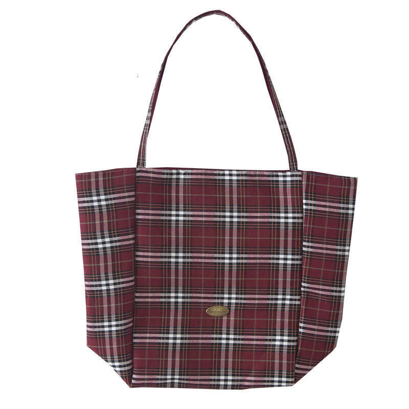 29 Small niche design plaid large capacity shopping women's commuting tote handbag shoulder armpit bag
