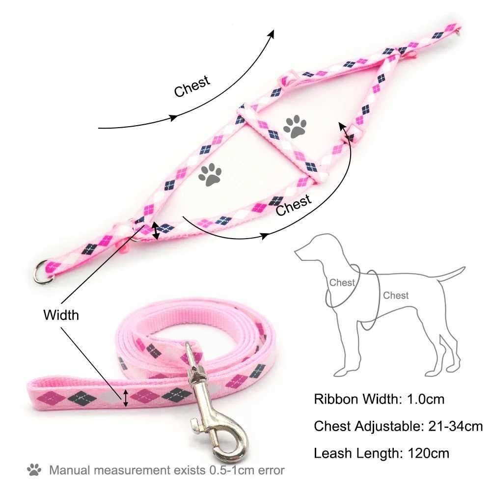 24 sets of pattern dog and cat suspenders adjustable vest collar dog outdoor walking Chihuahua collar name board accessories X250326