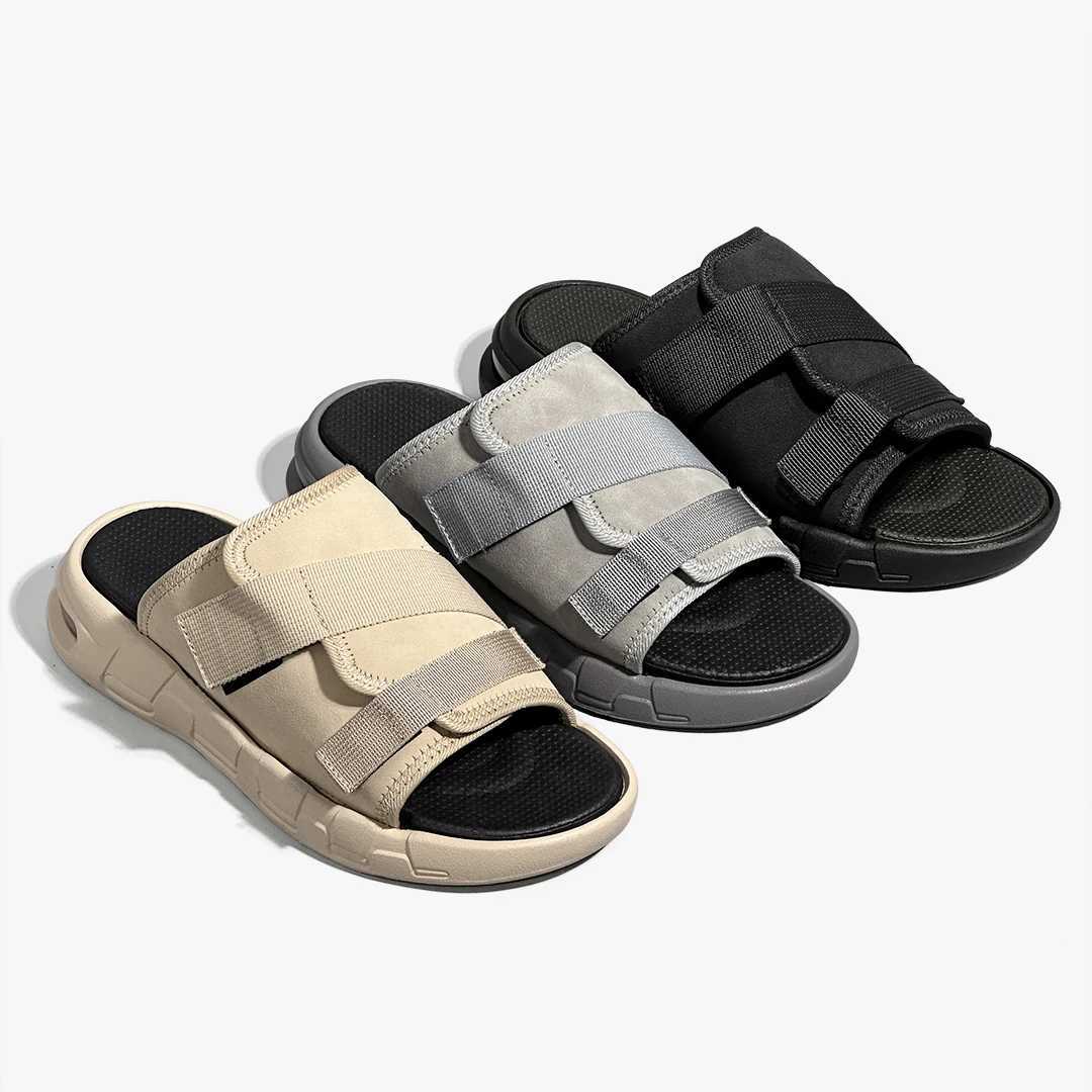 Mens outdoor sandals with thick sole flip cover comfortable shoes casual shoes Plus size 40-49 large fat sliderXJ250326