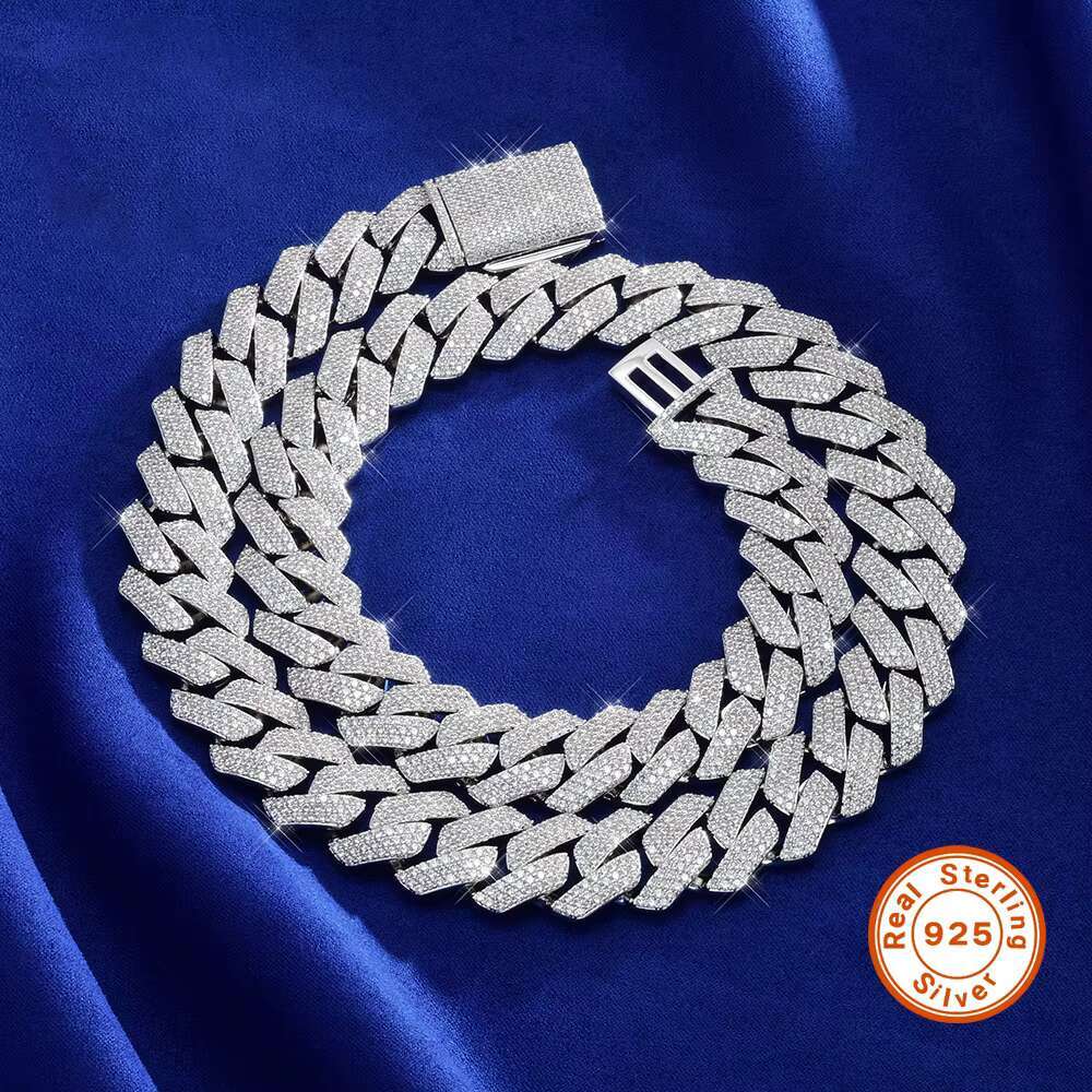 Wholesale Mens 925 Silver Cuban Link Chain Necklace VVS Diamond Hip Hop Style 6MM-14MM Moissanite Sizes Vary
