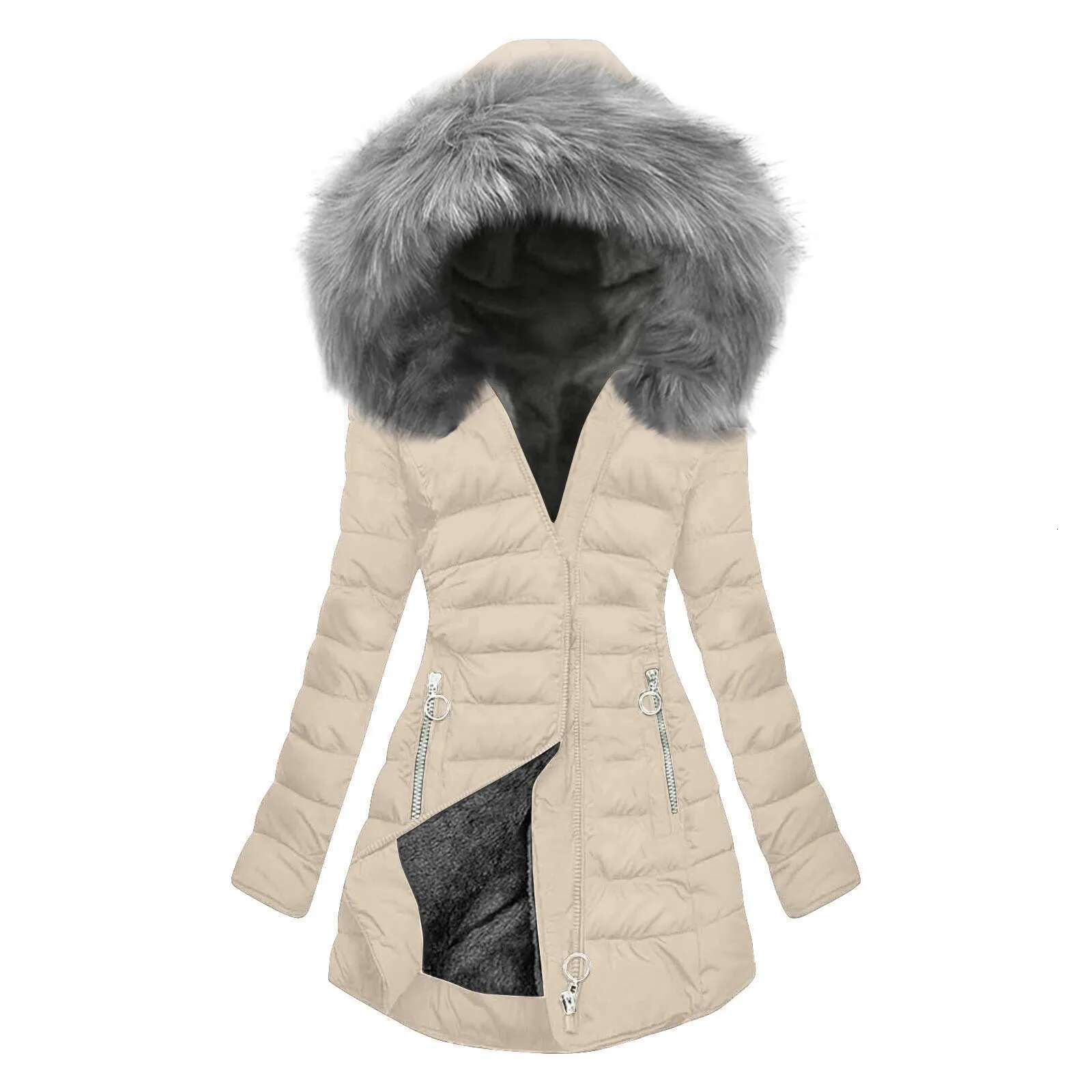 Womens Ed Long Coat Plus Size Mid Length Quilted Warm Outerwear With Hood Windproof Winter Jacket For Women
